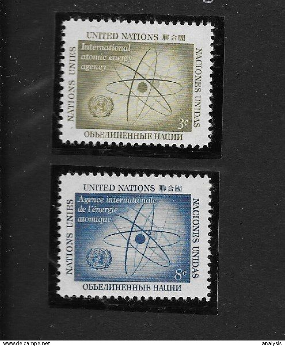 United Nations Nuclear Energy 2 Stamps 1957 MNH. IAEA Intern. Atomic Energy Agency - Etats-Unis