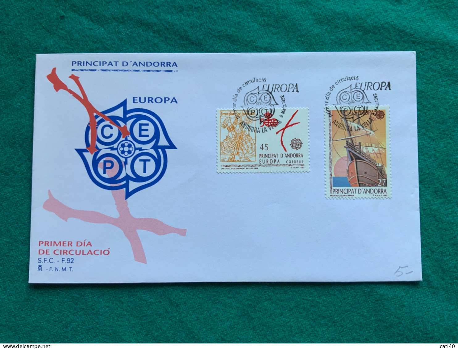 ANDORRA  - EUROPA 1992 - FDC - Storia Postale