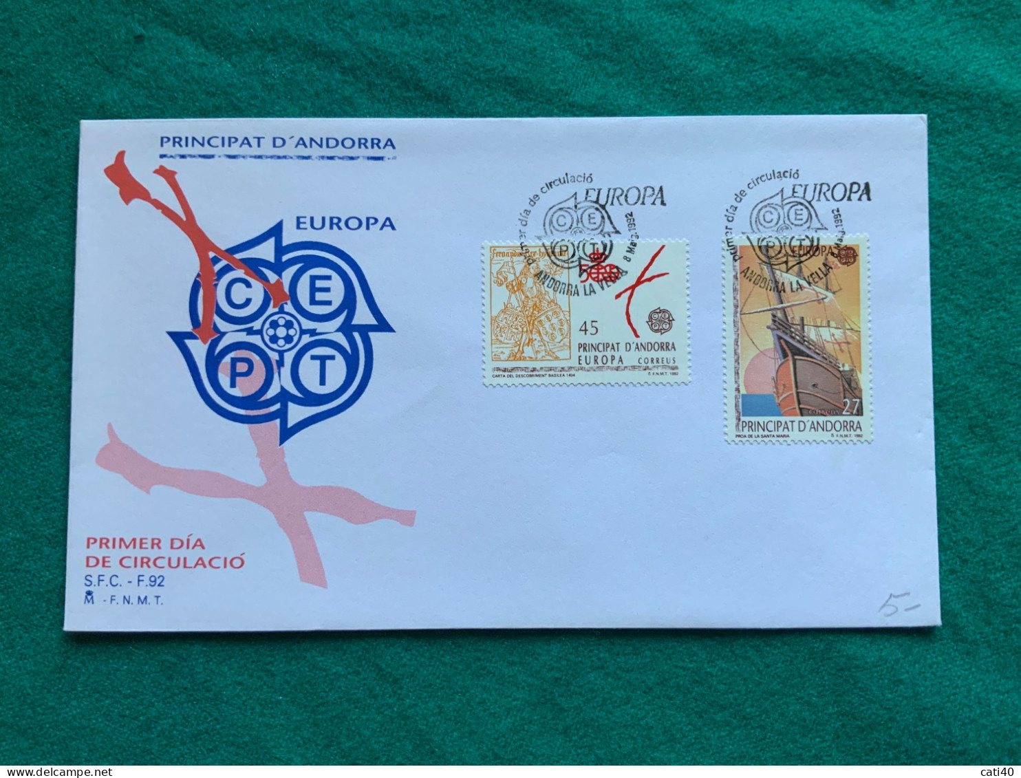 ANDORRA  - EUROPA 1992 - FDC - Brieven En Documenten