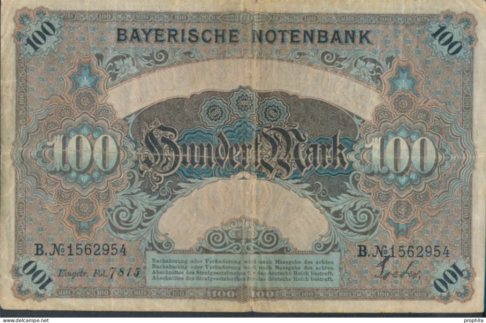 Bayern Rosenbg: BAY3 Länderbanknote Bayern Gebraucht (III) 1900 100 Mark (10288520 - 100 Mark