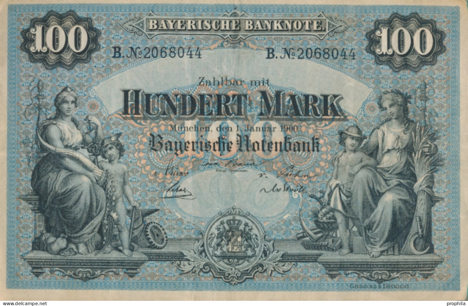 Bayern Rosenbg: BAY3 Länderbanknote Bayern Gebraucht (III) 1900 100 Mark (10288525 - 100 Mark