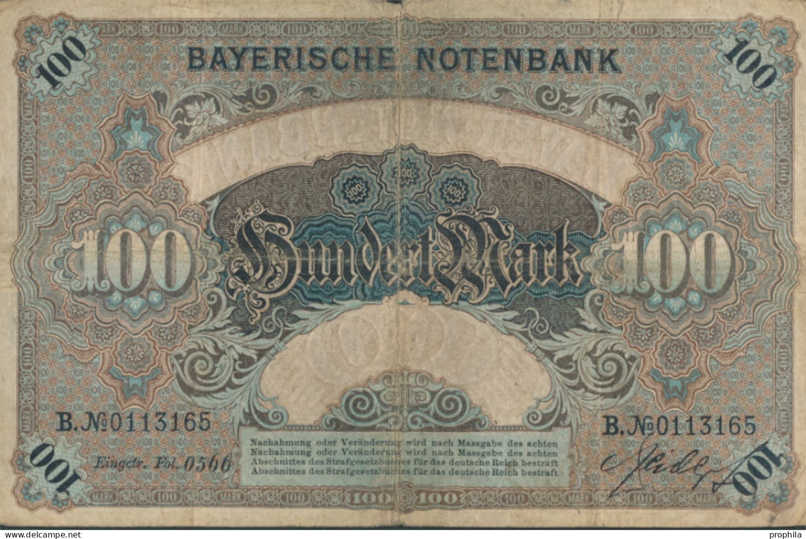 Bayern Rosenbg: BAY3 Länderbanknote Bayern Gebraucht (III) 1900 100 Mark (10288528 - 100 Mark
