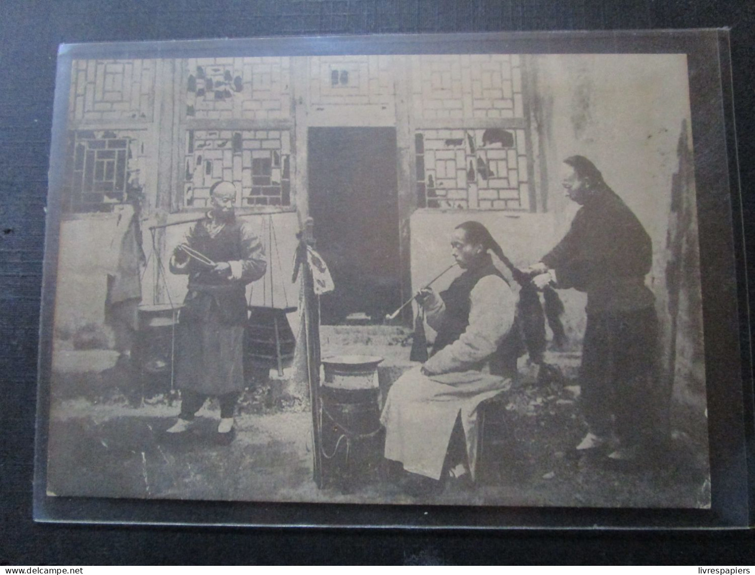 Chine Photo Ancienne Noble Fumant Pipe - Asien