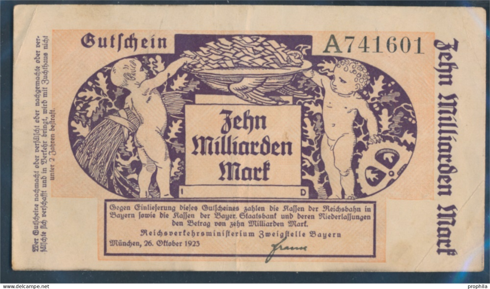 Bayern Pick-Nr: S1105 Inflationsgeld Der Deutschen Reichsbahn Bayern Gebraucht (III) 1923 10 Milliarden Mark (10288404 - 10 Miljard Mark