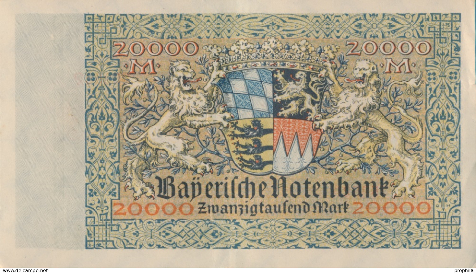 Bayern Rosenbg: BAY7a Länderbanknote Bayern Gebraucht (III) 1923 20.000 Mark (10288497 - 20.000 Mark