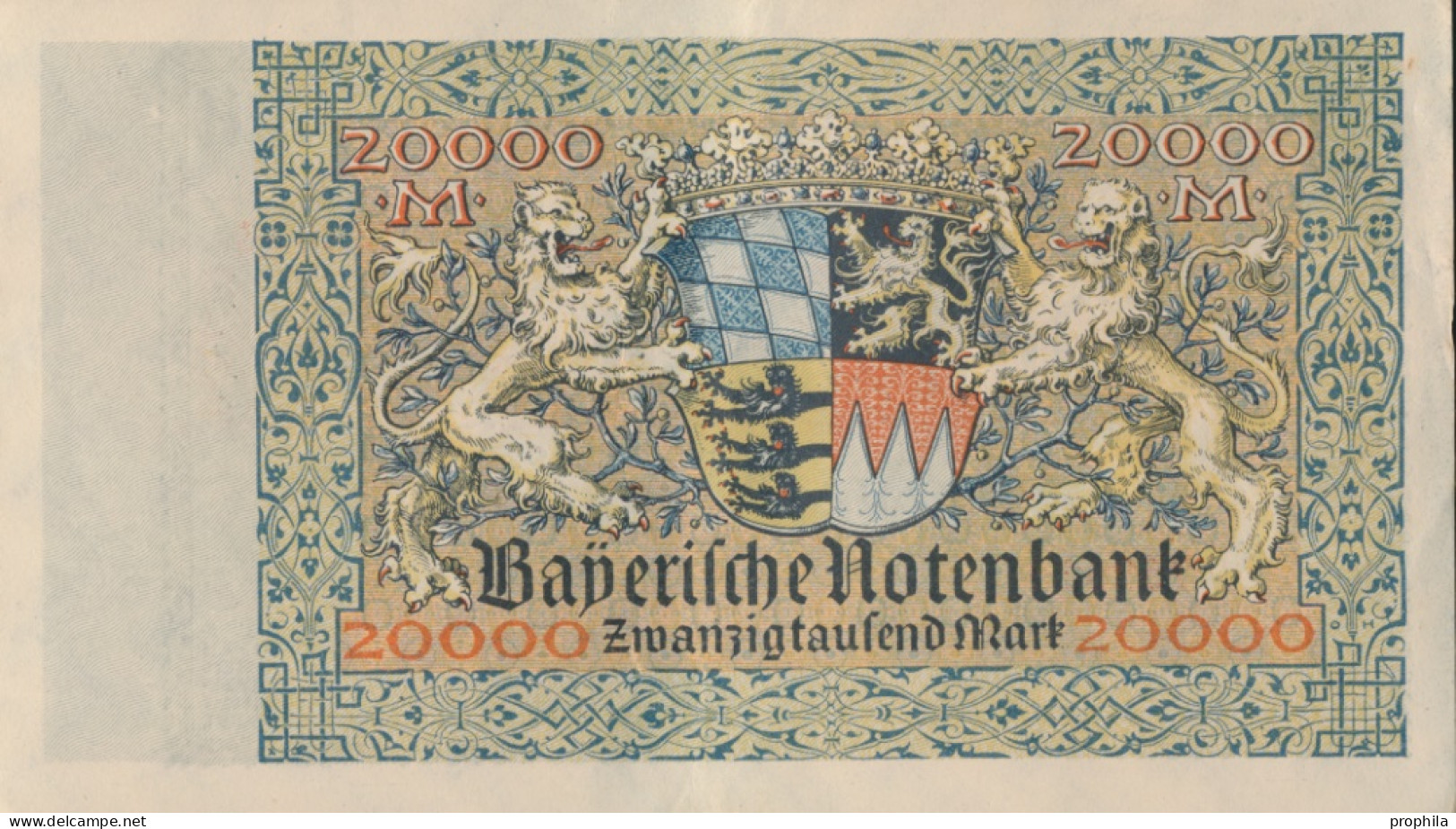 Bayern Rosenbg: BAY7a Länderbanknote Bayern Gebraucht (III) 1923 20.000 Mark (10288499 - 20.000 Mark