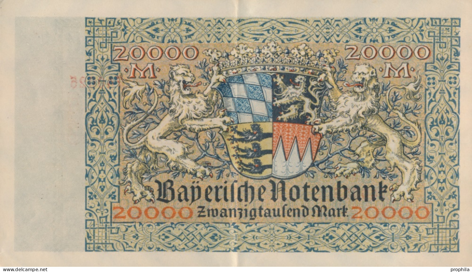 Bayern Rosenbg: BAY7a Länderbanknote Bayern Gebraucht (III) 1923 20.000 Mark (10288500 - 20.000 Mark