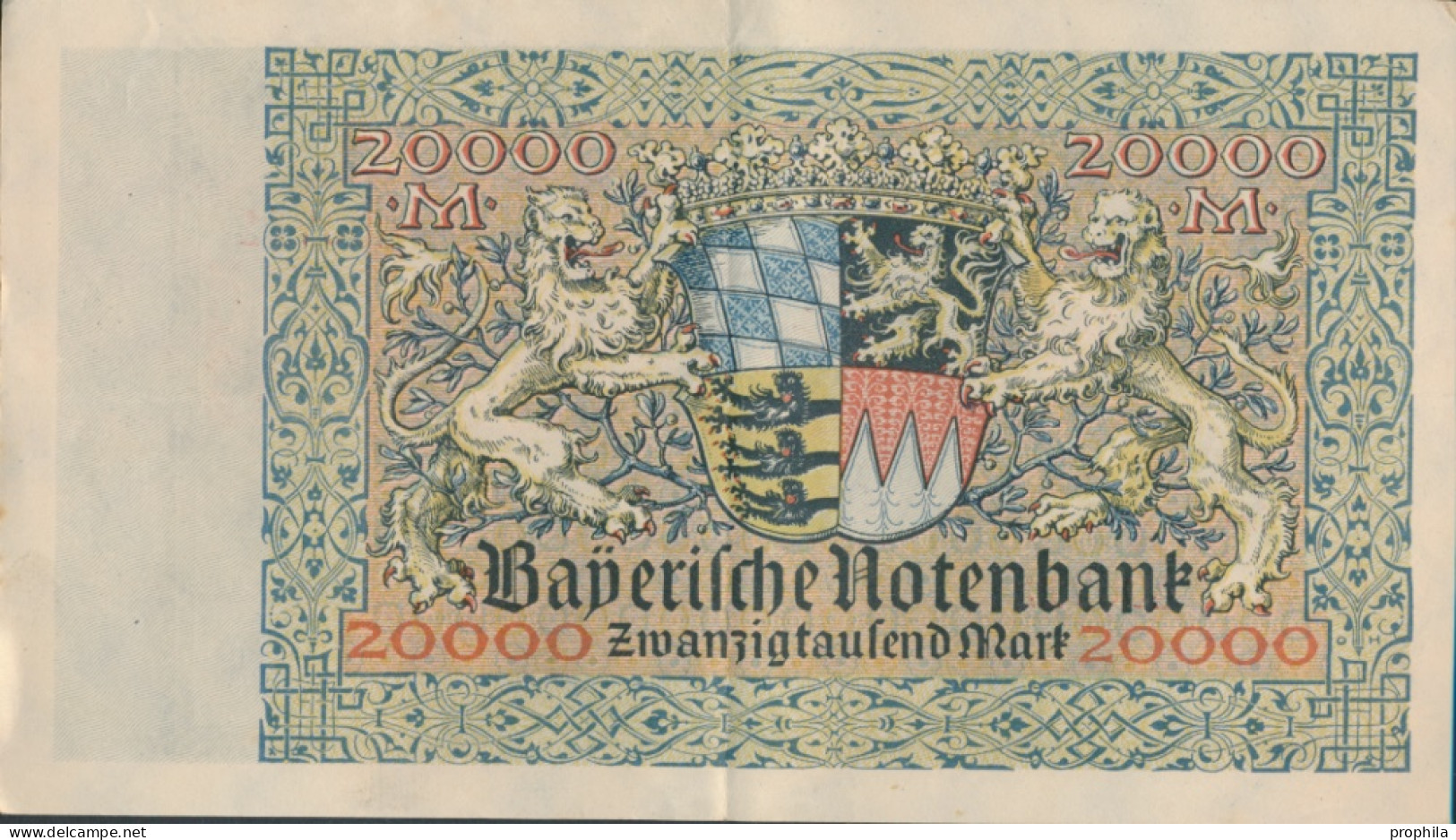 Bayern Rosenbg: BAY7a Länderbanknote Bayern Gebraucht (III) 1923 20.000 Mark (10288501 - 20000 Mark