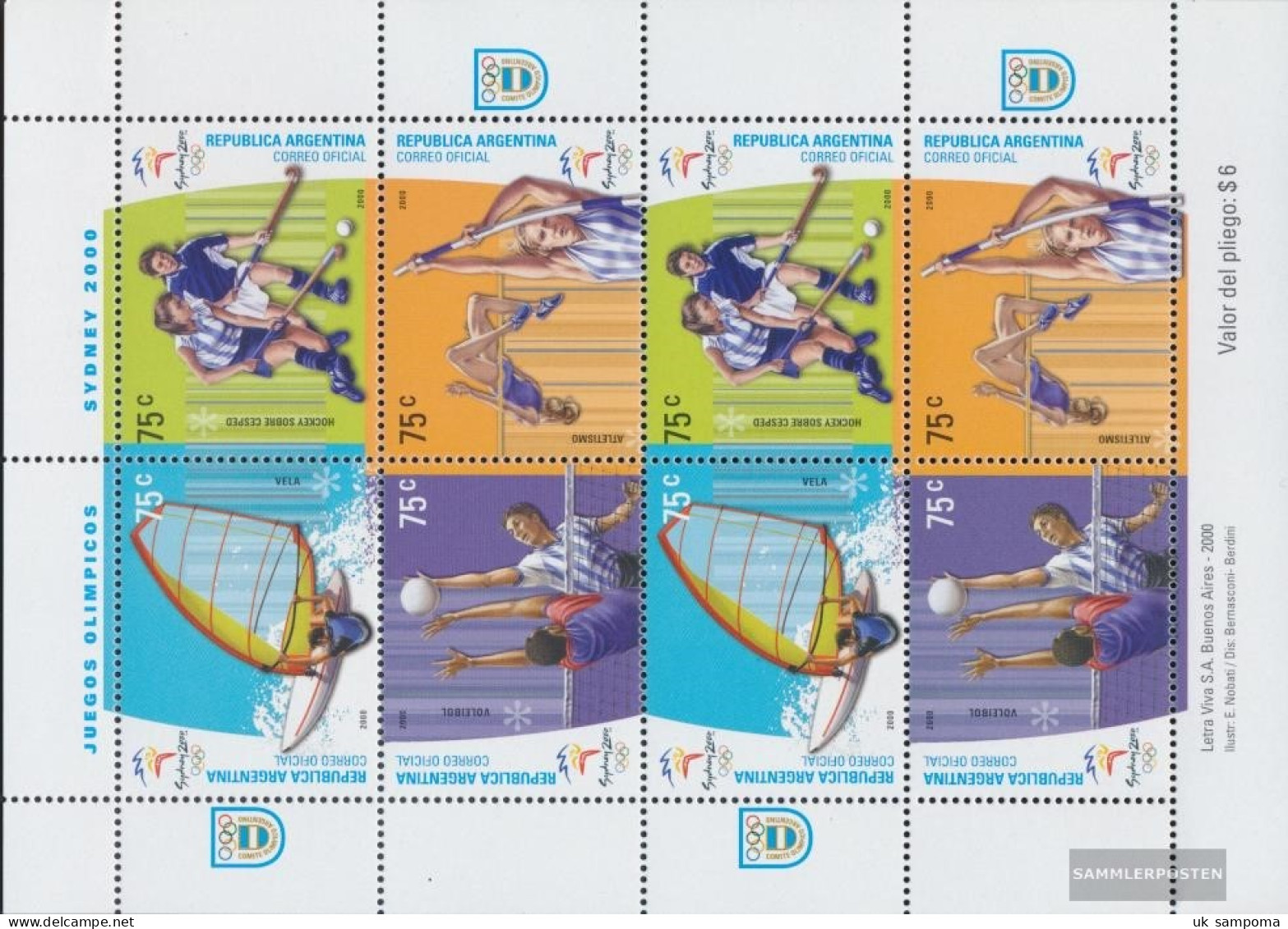 Argentina 2601-2604 Sheetlet (complete Issue) Unmounted Mint / Never Hinged 2000 Olympics Summer - Neufs