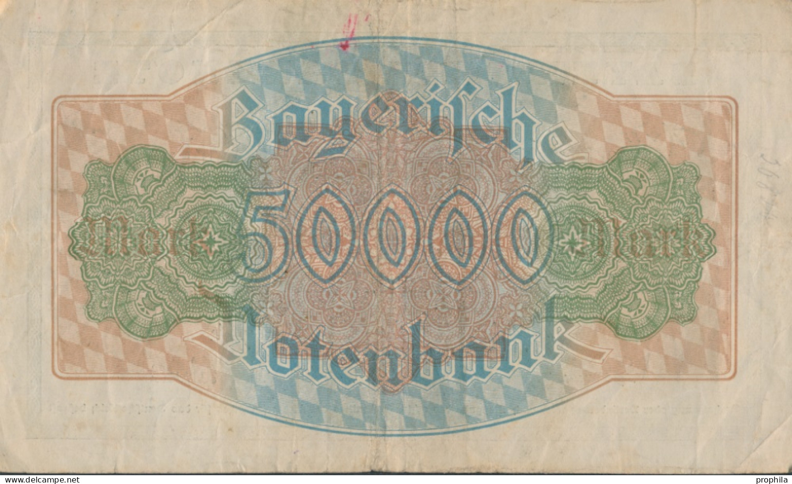 Bayern Rosenbg: BAY8 Länderbanknote Bayern Gebraucht (III) 1923 50.000 Mark (10288490 - 50000 Mark