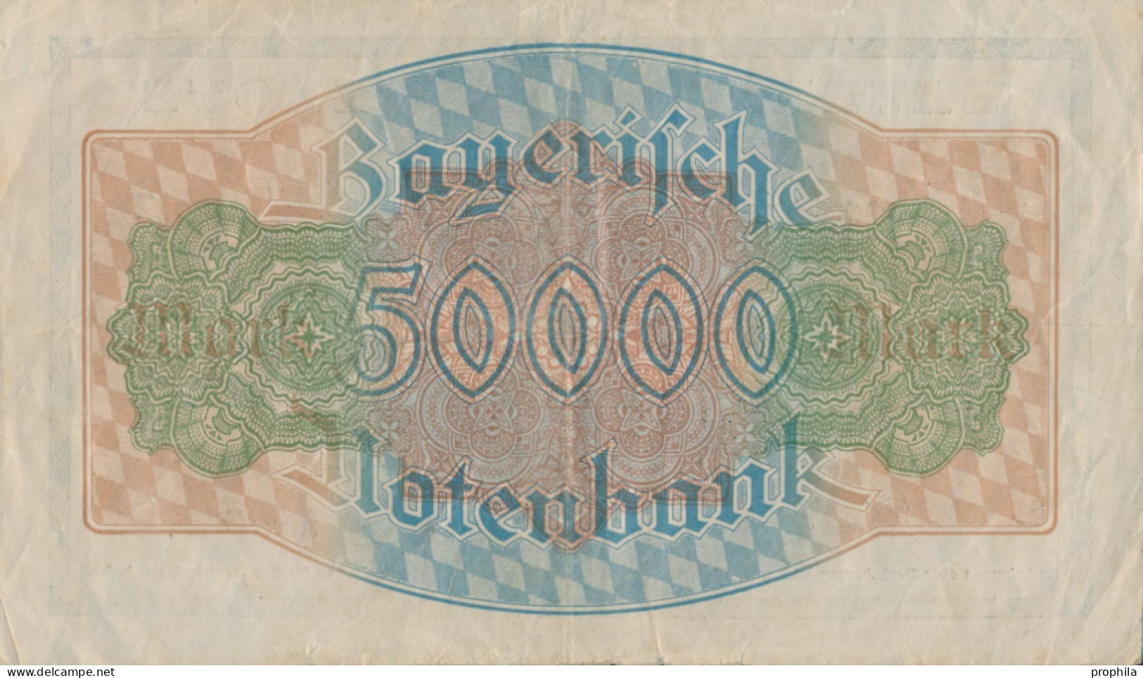 Bayern Rosenbg: BAY8 Länderbanknote Bayern Gebraucht (III) 1923 50.000 Mark (10288491 - 50000 Mark