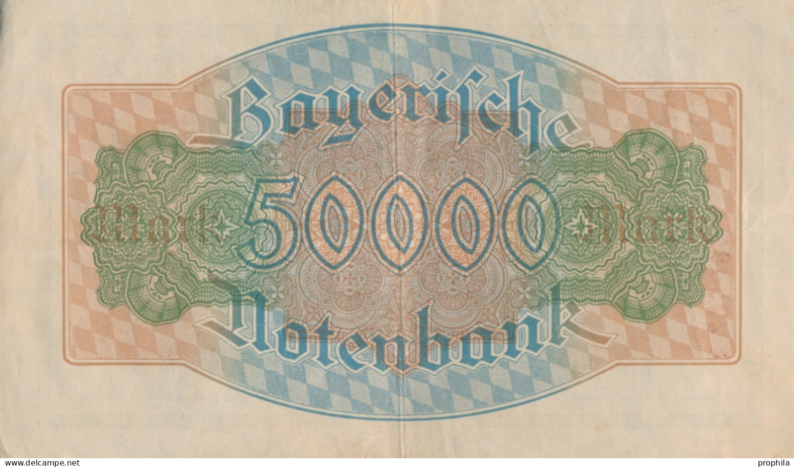 Bayern Rosenbg: BAY8 Länderbanknote Bayern Gebraucht (III) 1923 50.000 Mark (10288492 - 50000 Mark