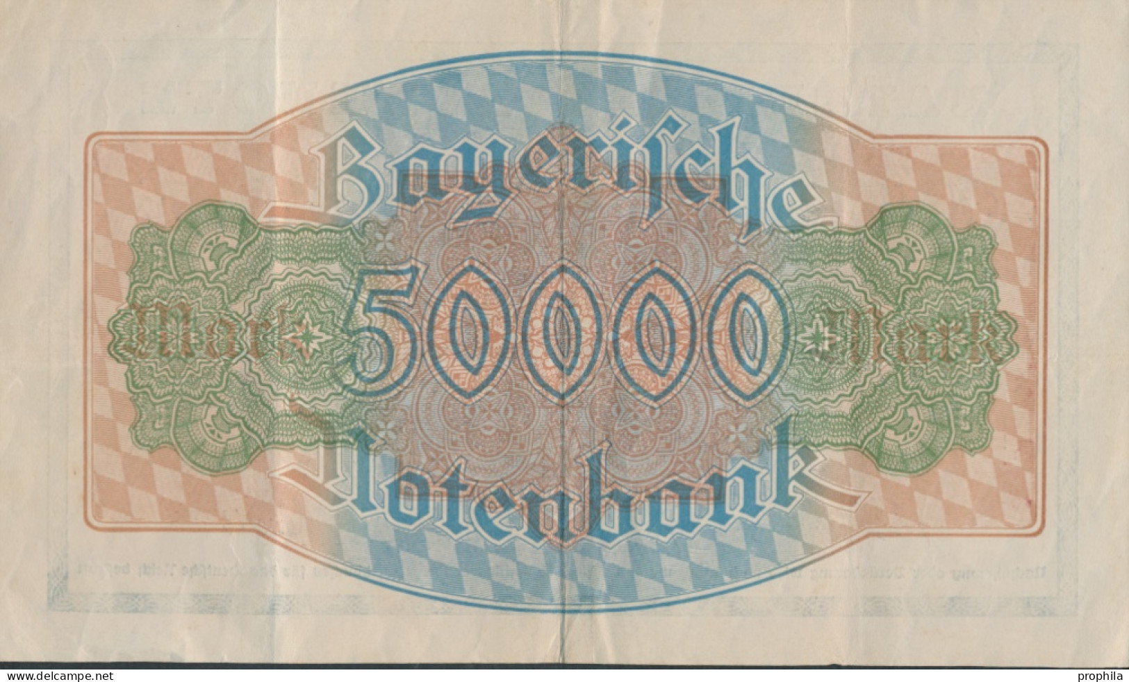 Bayern Rosenbg: BAY8 Länderbanknote Bayern Gebraucht (III) 1923 50.000 Mark (10288493 - 50.000 Mark