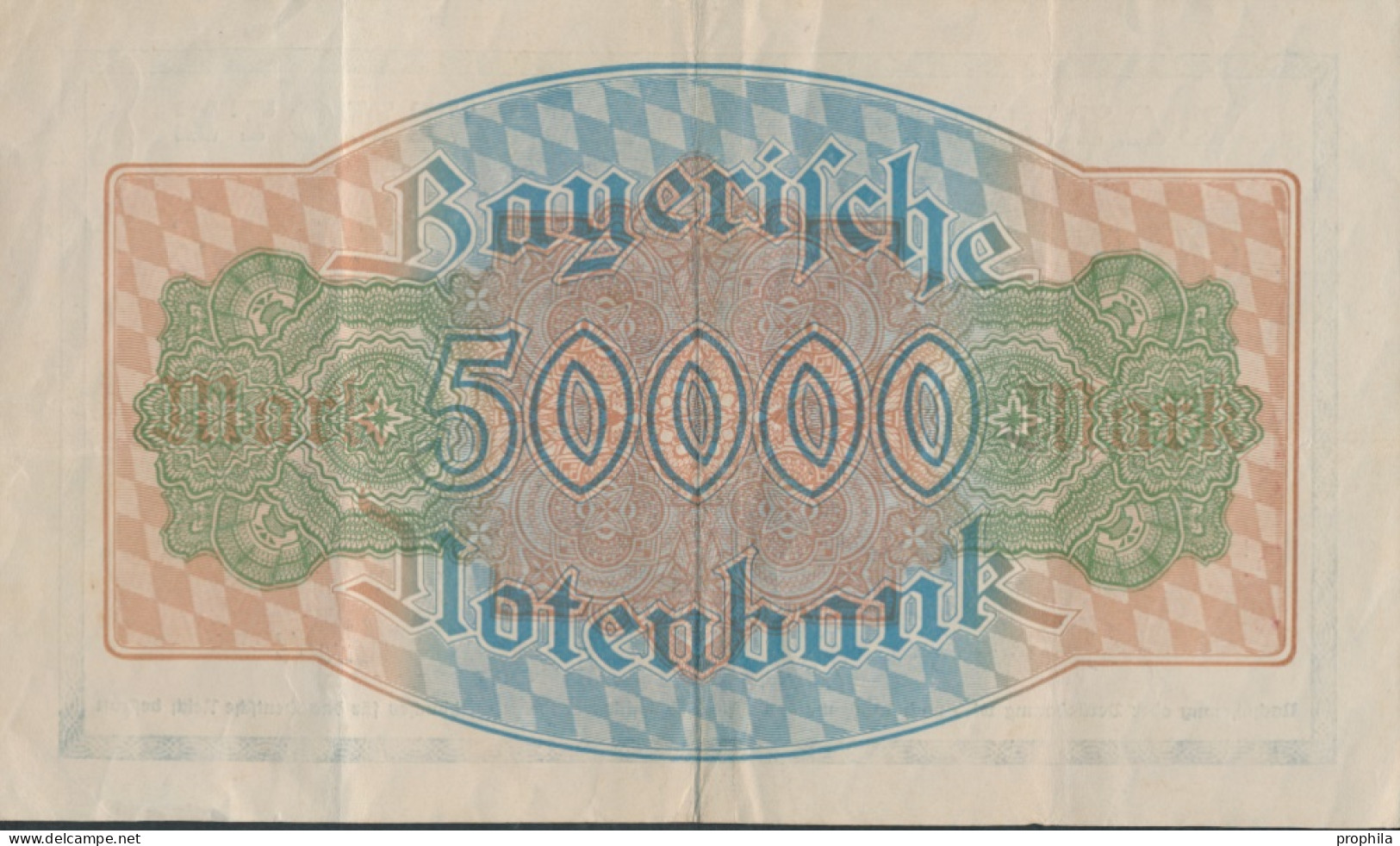 Bayern Rosenbg: BAY8 Länderbanknote Bayern Gebraucht (III) 1923 50.000 Mark (10288493 - 50000 Mark