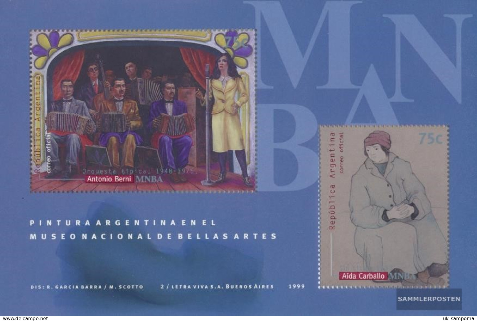 Argentina Block64 (complete Issue) Unmounted Mint / Never Hinged 1999 Paintings Out National Museum - Nuevos
