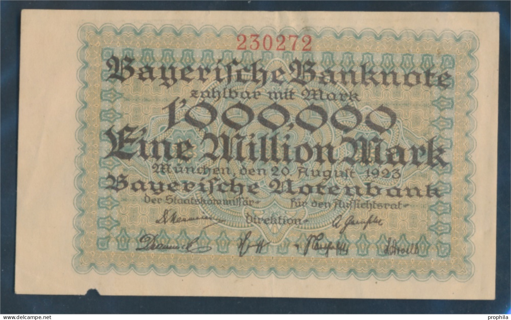 Bayern Rosenbg: BAY12 Länderbanknote Bayern Gebraucht (III) 1923 1 Million Mark (10288408 - 1 Mio. Mark