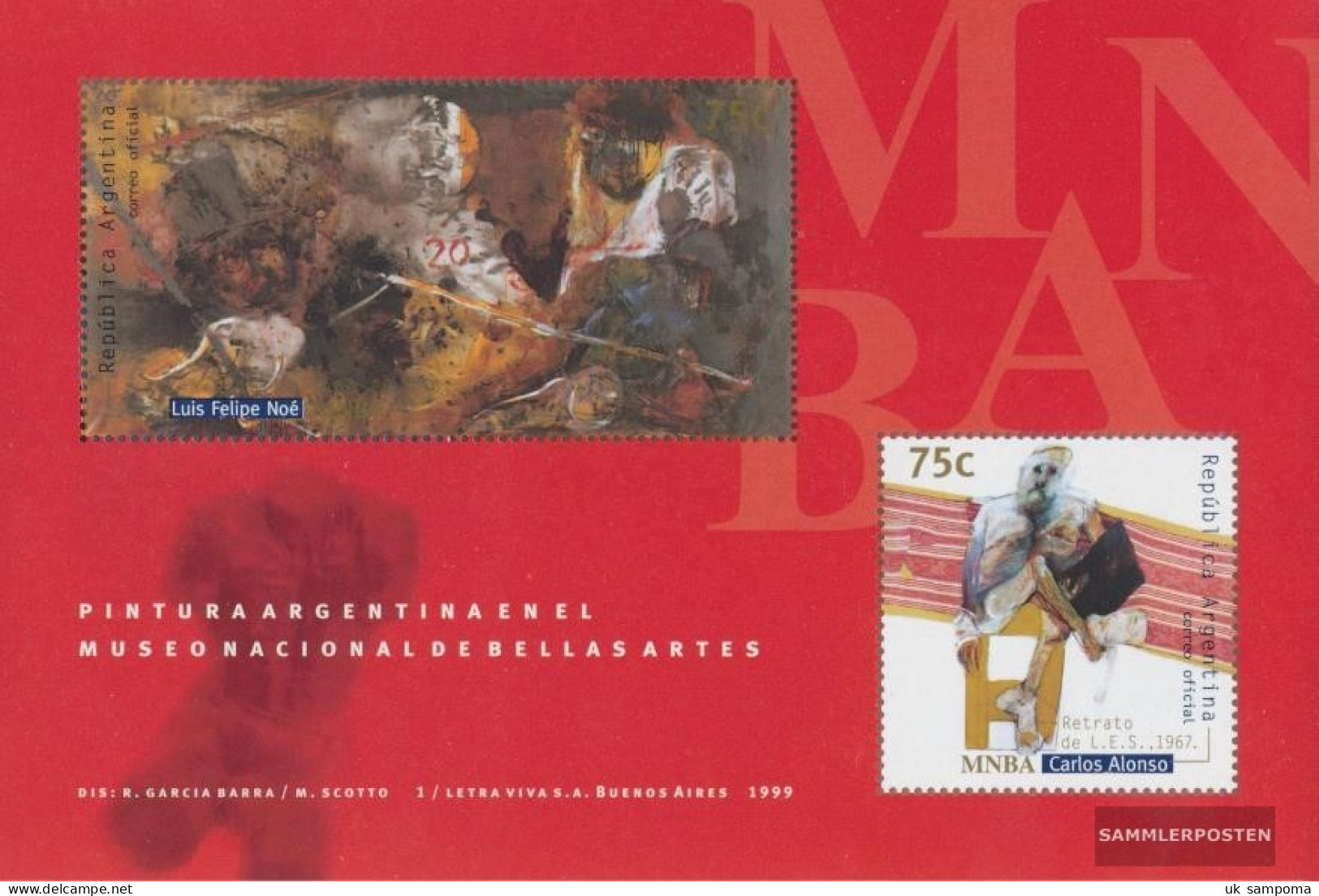 Argentina Block63 (complete Issue) Unmounted Mint / Never Hinged 1999 Paintings Out National Museum - Ungebraucht