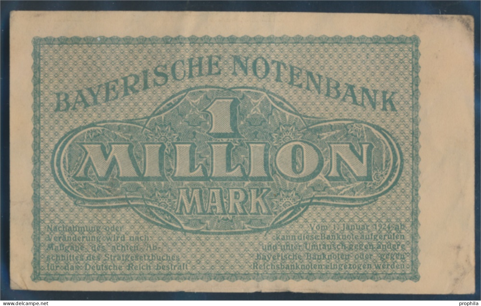 Bayern Rosenbg: BAY12 Länderbanknote Bayern Gebraucht (III) 1923 1 Million Mark (10288412 - 1 Million Mark