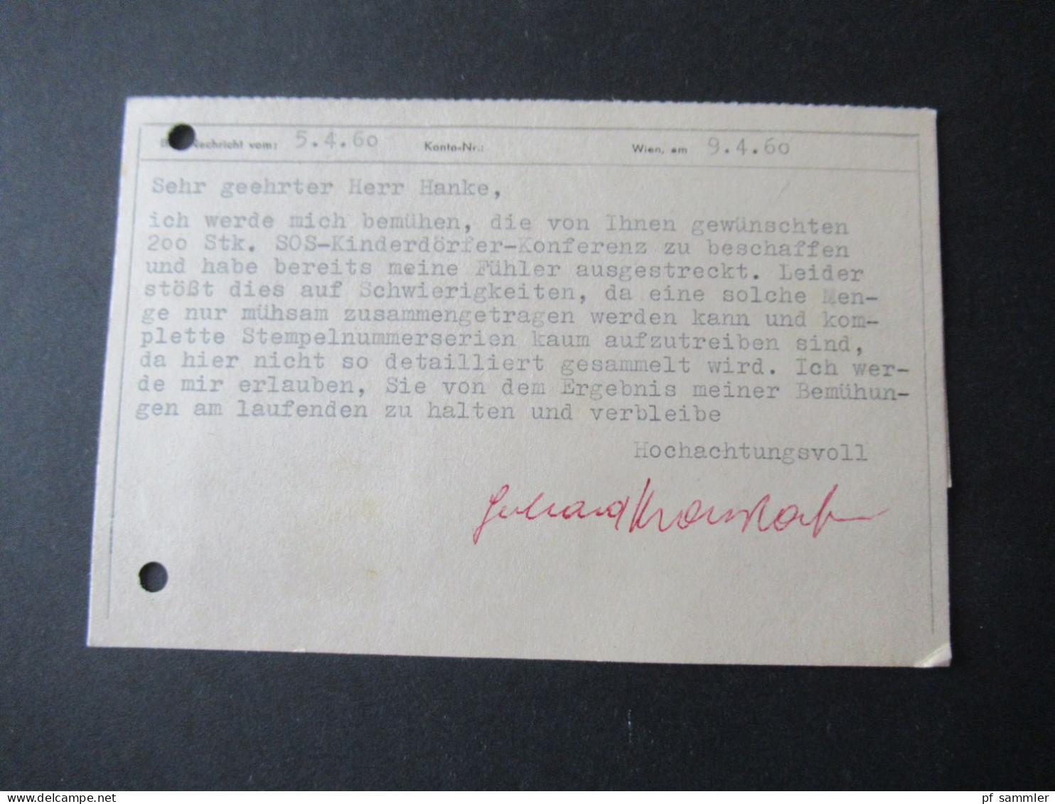 Österreich 1960 Geschäftspostkarte Inkassodienst Gerhard Kronstorfer Wien / Aufkleber Wiener Internationale Messe - Brieven En Documenten