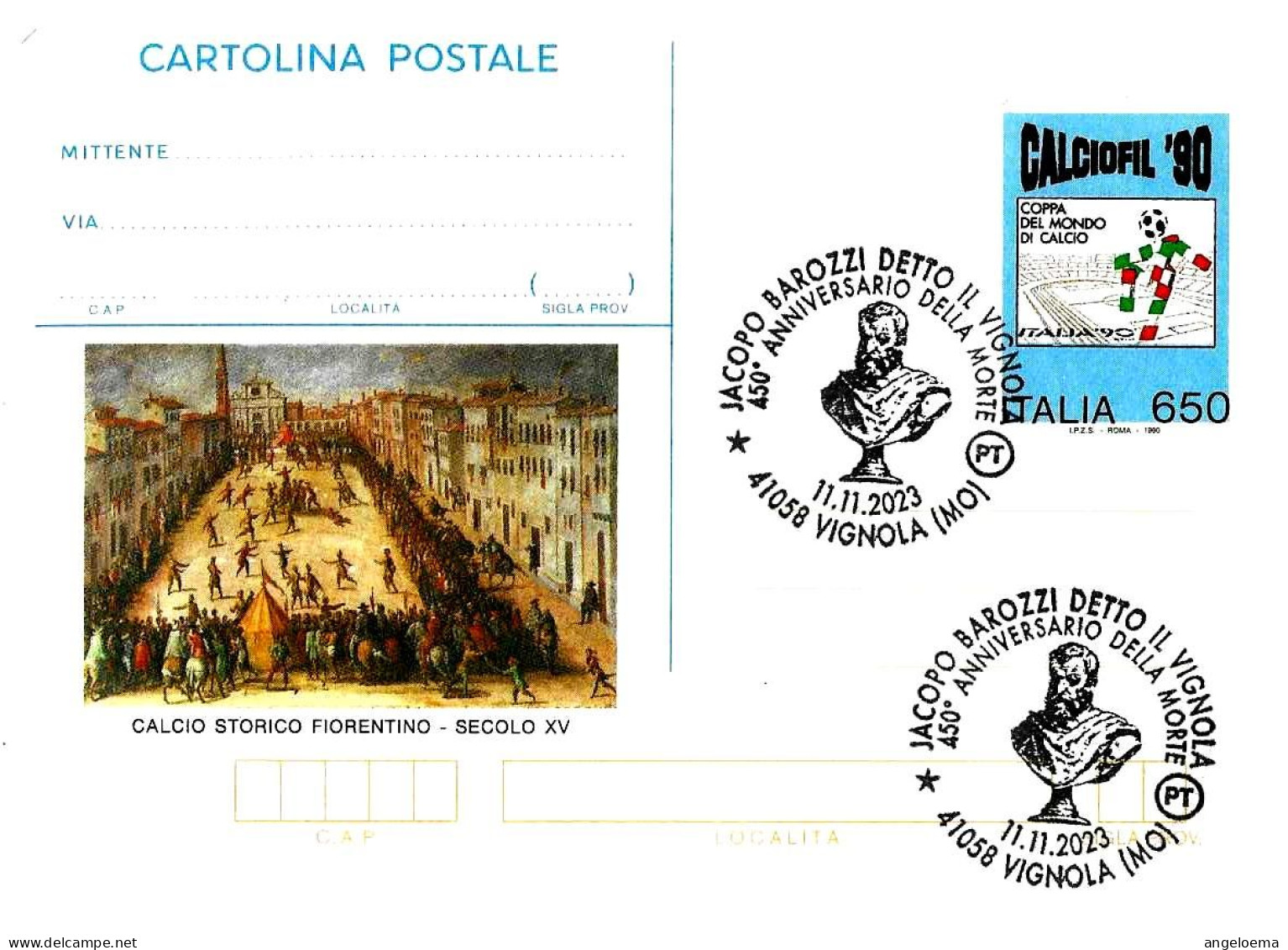 ITALIA ITALY - 2023 VIGNOLA (MO) 450° Morte JACOPO BAROZZI IL VIGNOLA Su Cartolina Postale CP - 11085 - 2021-...: Marcophilie