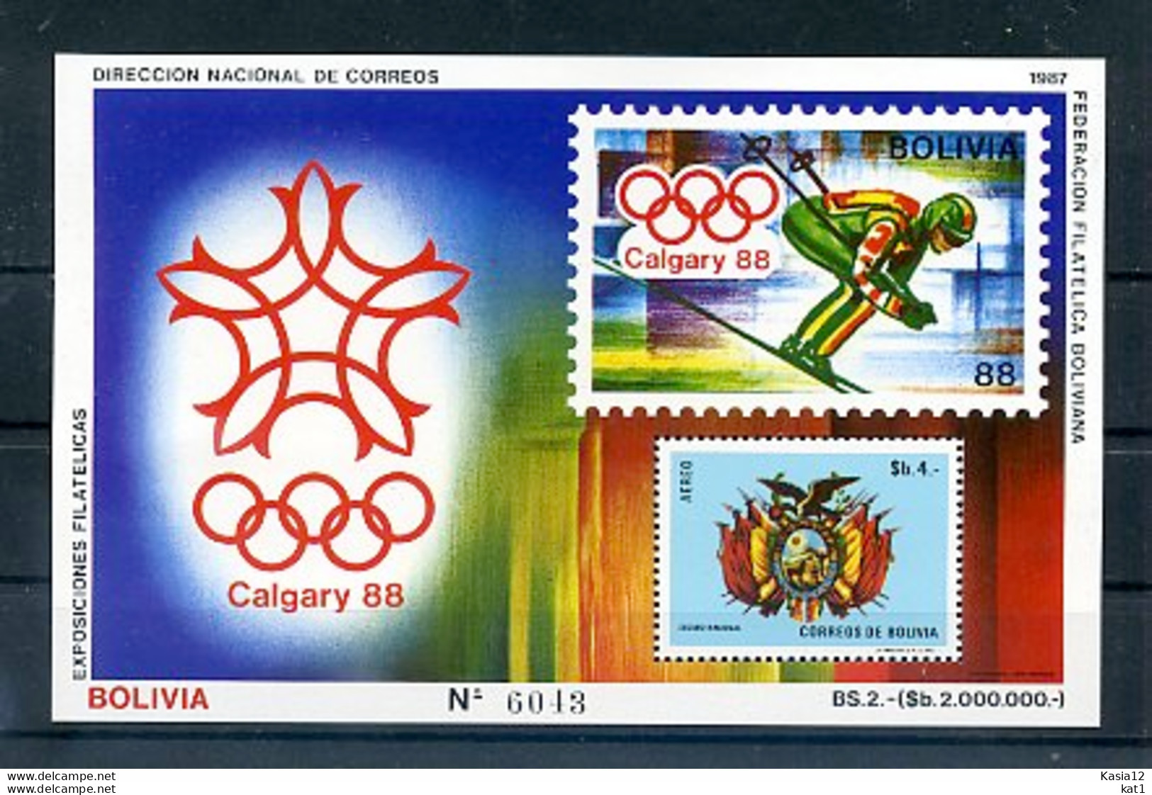 A17688)Olympia 88: Bolivien Bl 165** - Winter 1988: Calgary