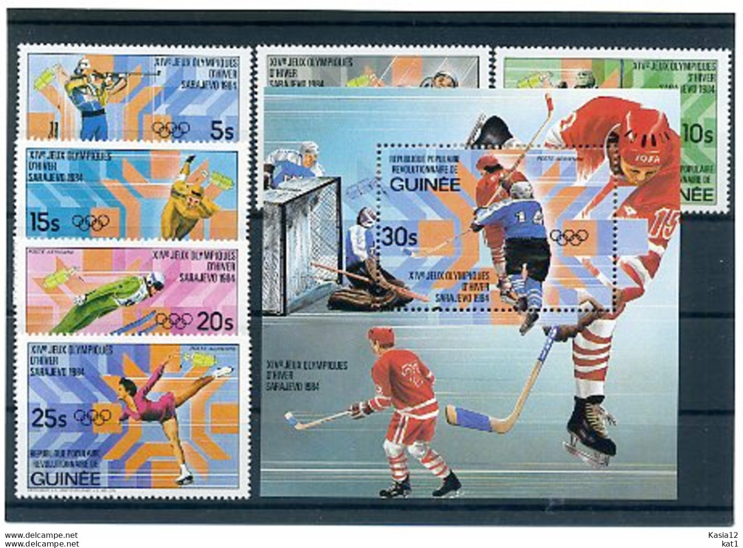 A18228)Olympia 84: Guinea 964 - 969 A** + Bl 71 A** - Winter 1984: Sarajevo