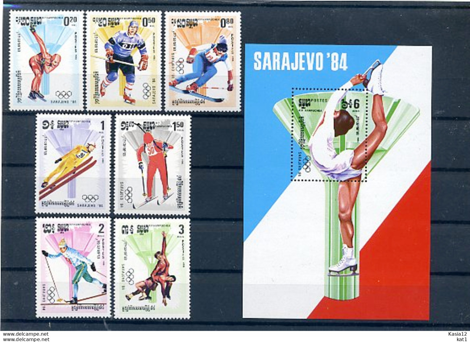 A18242)Olympia 84: Kambodscha 538 - 544** + Bl 135** - Winter 1984: Sarajevo