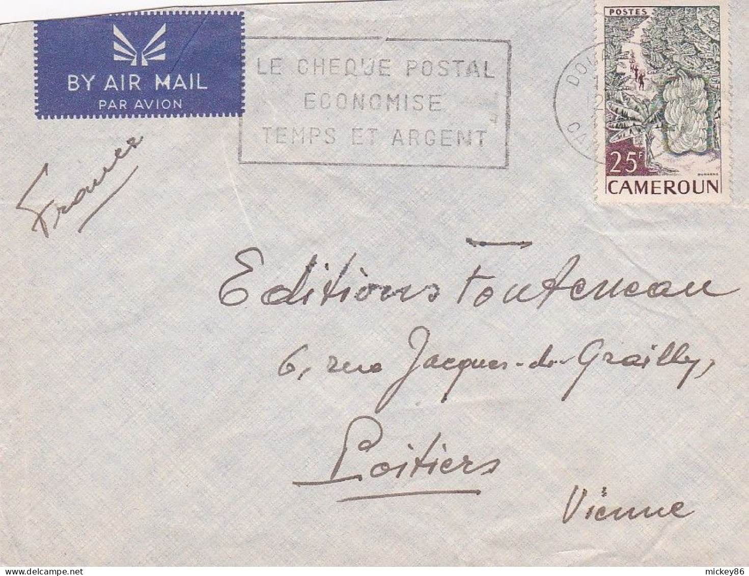 Cameroun--1960-Lettre DOUALA  Pour POITIERS( France) Timbre Seul Sur Lettre..cachet - Kameroen (1960-...)
