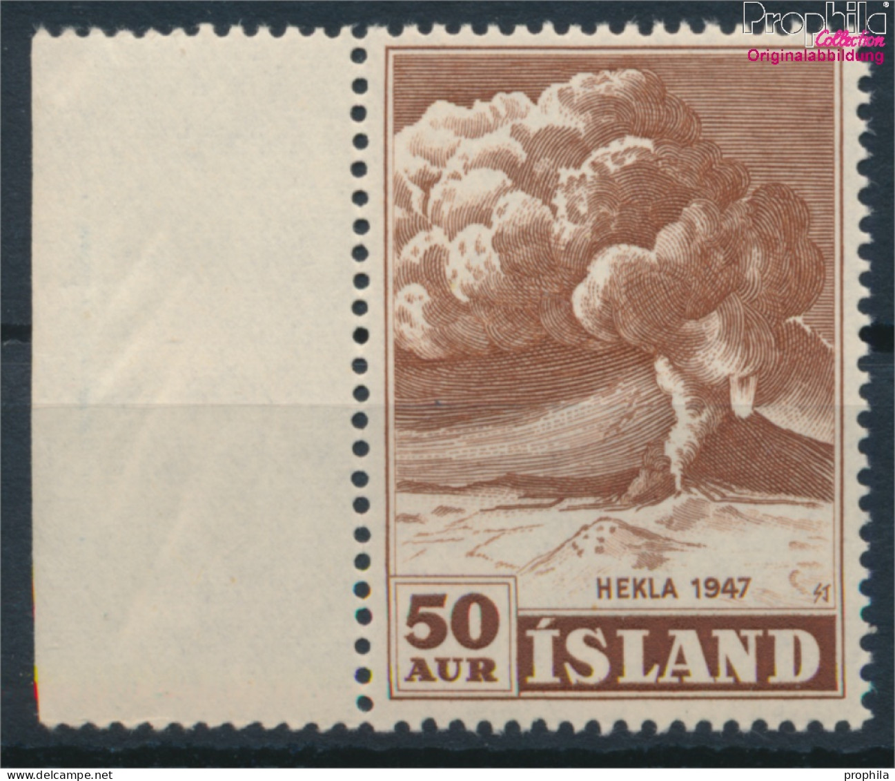 Island 250b Rotbraun Postfrisch 1948 Heklaausbruch (10221495 - Ungebraucht