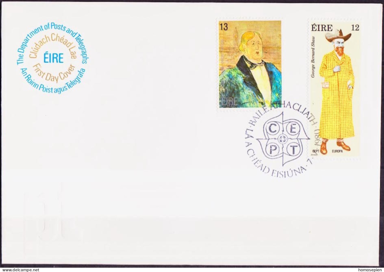 Irlande - Ireland - Irland FDC1 1980 Y&T N°418 à 419 - Michel N°417 à 418 - EUROPA - FDC