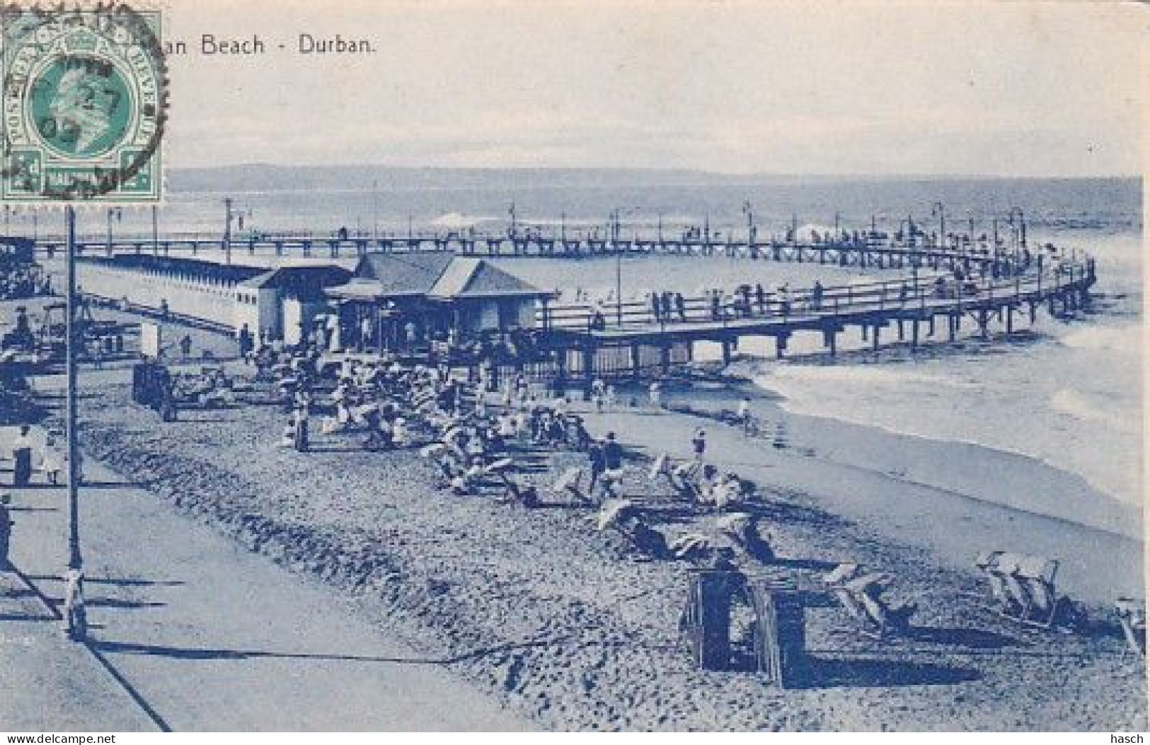 183044Durban, Beach (postmark 1909)(see Corners) - Zambie