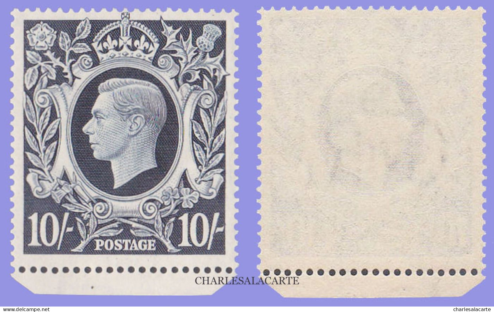 GREAT BRITAIN 1939  DARK BLUE  10s. COAT-OF-ARMS DEFINITIVE  U.M. S.G. 478  N.S.C. - Nuevos