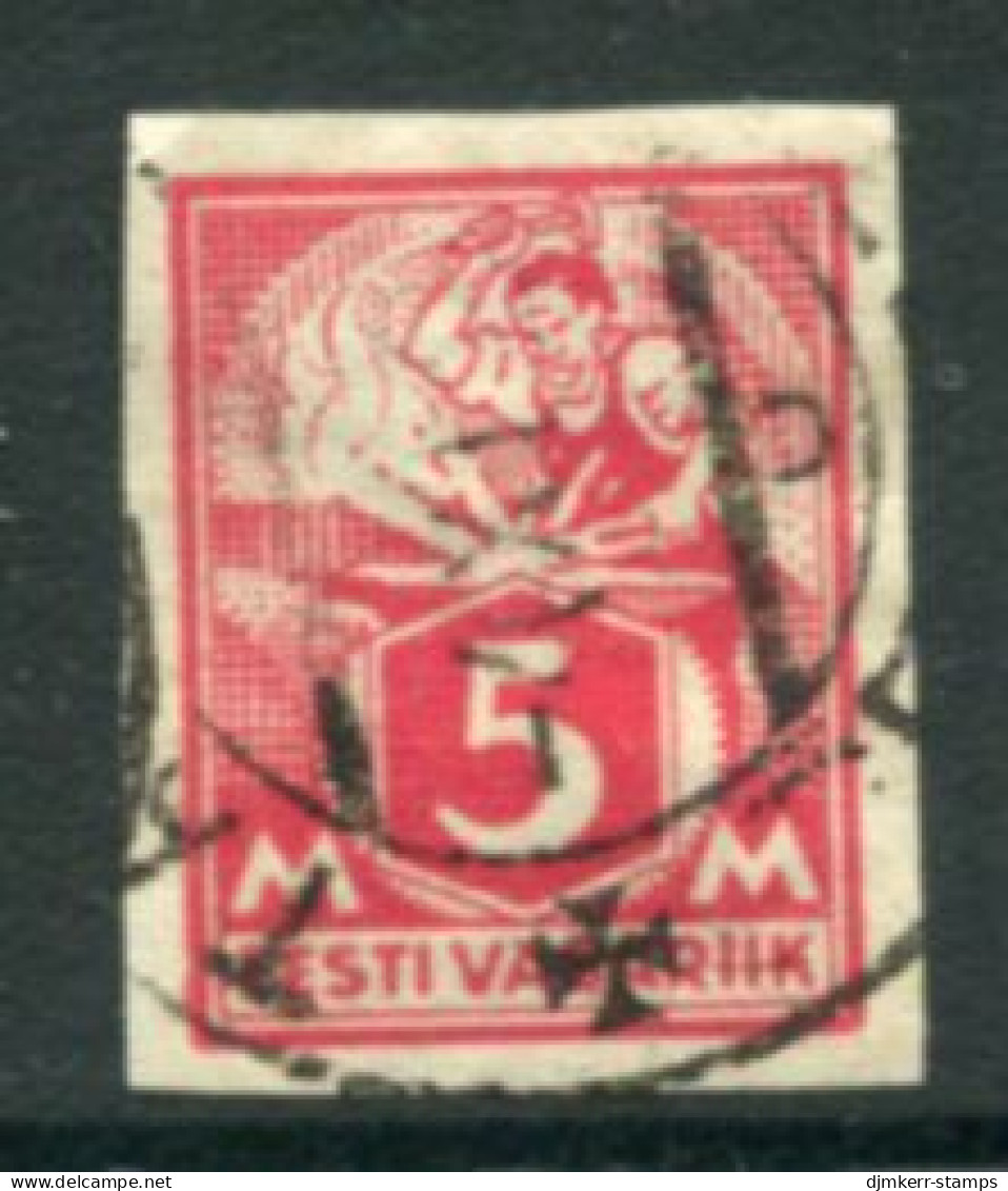 ESTONIA 1922 Definitive:Worker 5 M. Imperforate. Used  Michel 37B - Estonia
