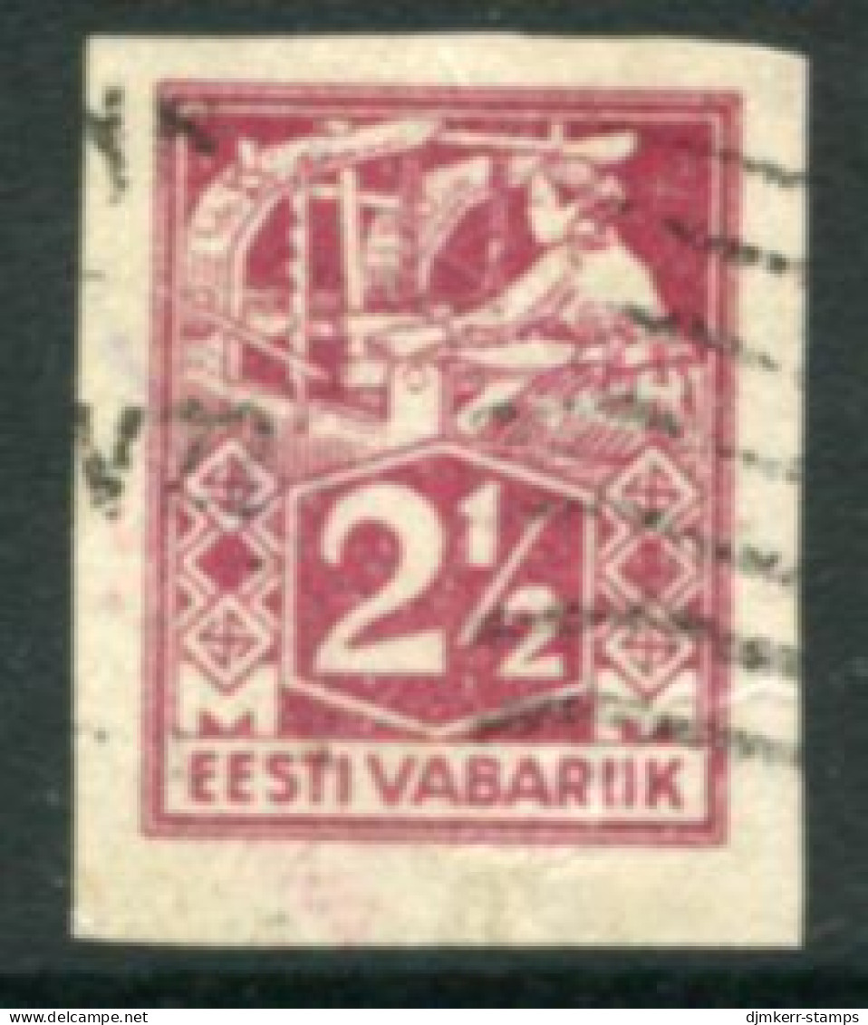 ESTONIA 1922 Definitive:Worker 2½ M. Imperforate. Used  Michel 35B - Estonia