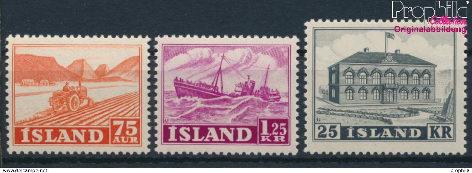 Island 275-277 (kompl.Ausg.) Postfrisch 1952 Ansichten (10221497 - Ongebruikt