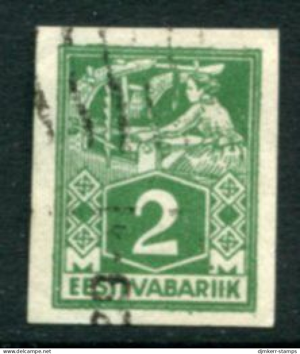 ESTONIA 1922 Definitive:Worker 2 M. Imperforate. Used  Michel 34B - Estonia