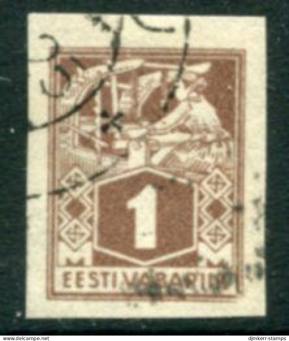 ESTONIA 1923 Definitive:Worker 1 M. Imperforate. Used  Michel 33B - Estland