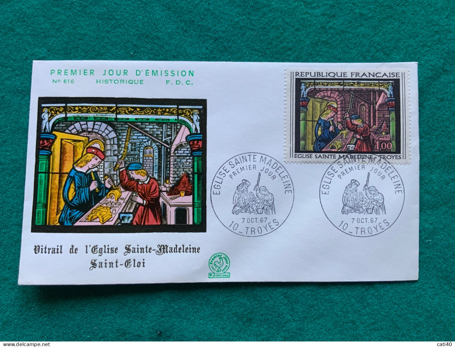 FRANCIA - VITRAIL DE L'EGLISE SANTE - MADELEINE  - FDC  1967 - Briefe U. Dokumente