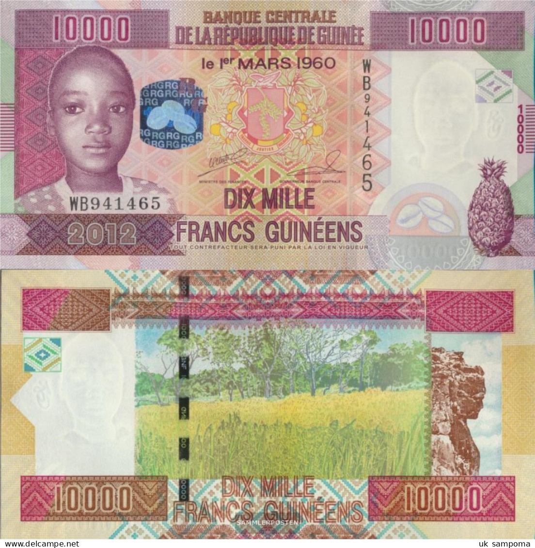 Guinea Pick-number: 46 Uncirculated 2012 10.000 Francs - Guinée