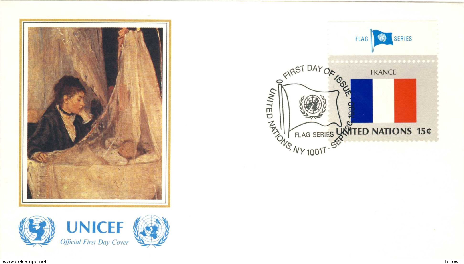 519  Nations Unies, Drapeau De La France: Enveloppe Premier Jour -  UN Flag Series: France, FDC - Buste