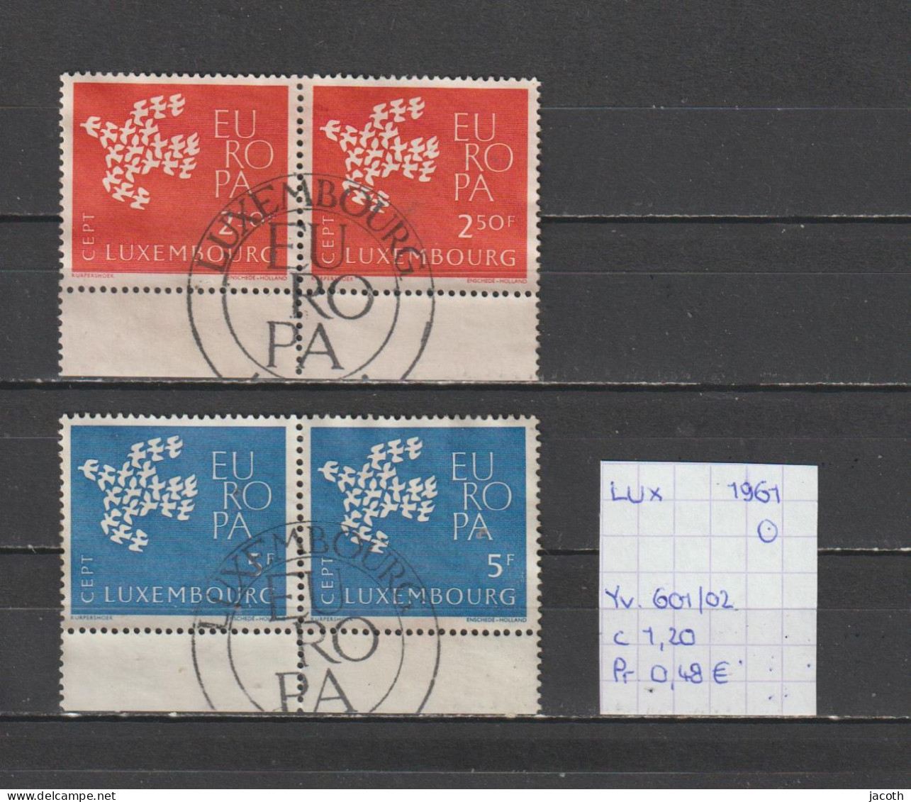 (TJ) Luxembourg 1961 - YT 601/02 (gest./obl./used) - Usati