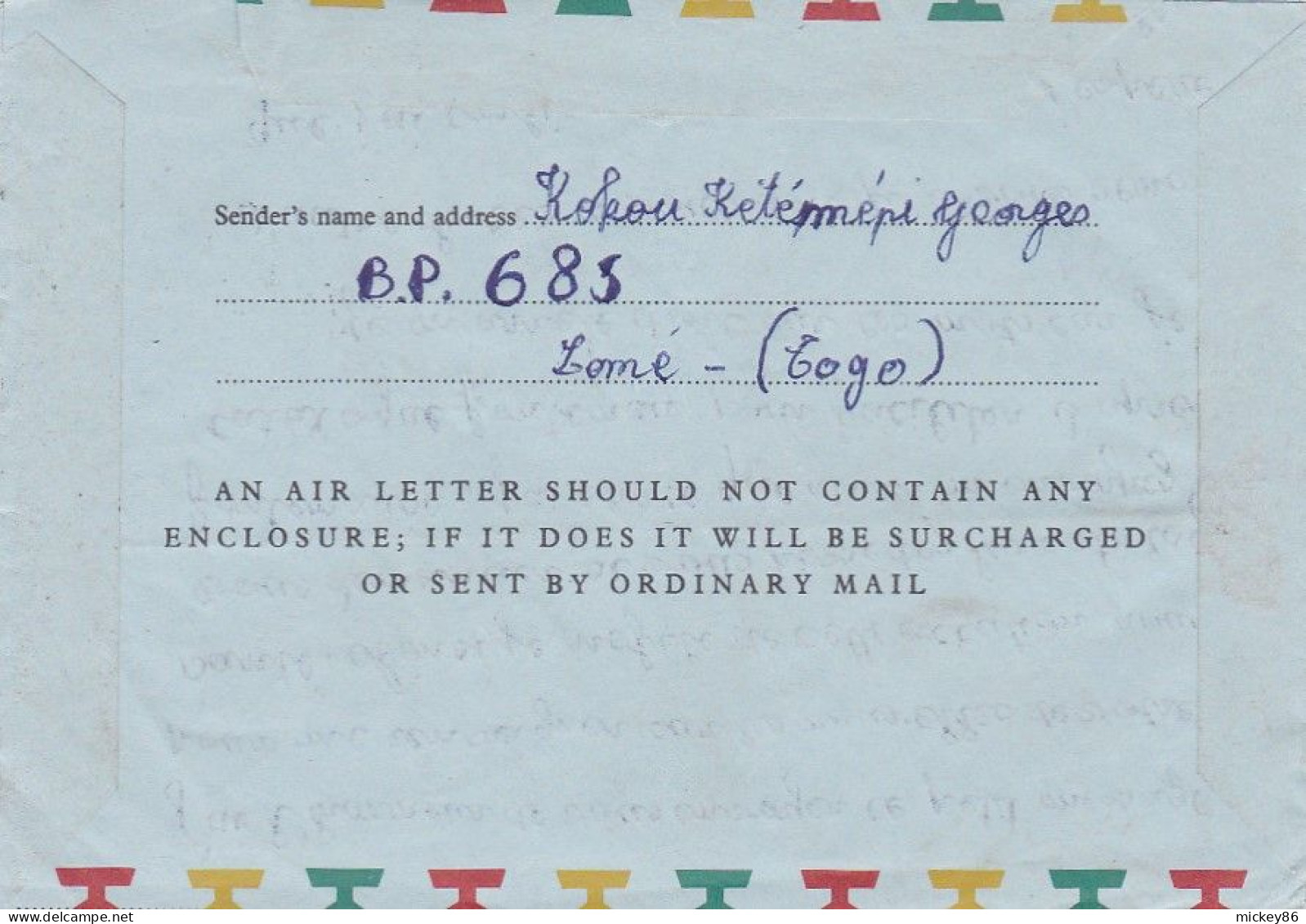 GHANA --1977--Aéorogramme Avec Cplt Affrant Destinée à POITIERS (France) Timbre Lézard .cachet - Ghana (1957-...)