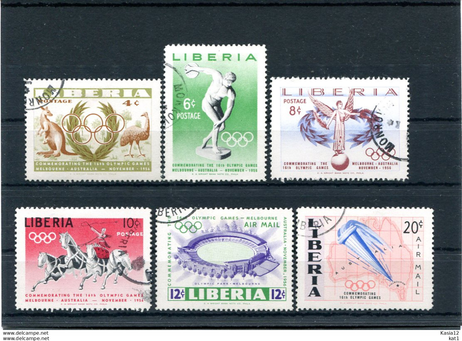 A49570)Olympia 1956: Liberia 498 - 503 A Gest. - Verano 1956: Melbourne