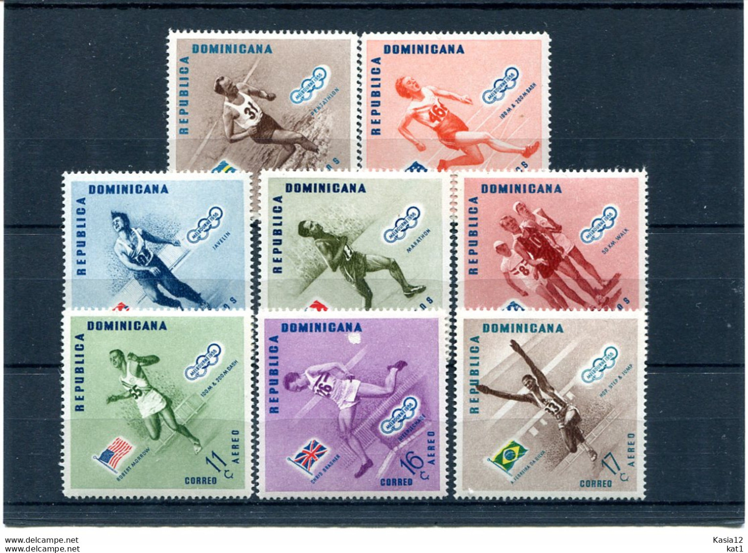 A49578)Olympia 1956: Dom. Rep. 585 - 592 A** - Zomer 1956: Melbourne