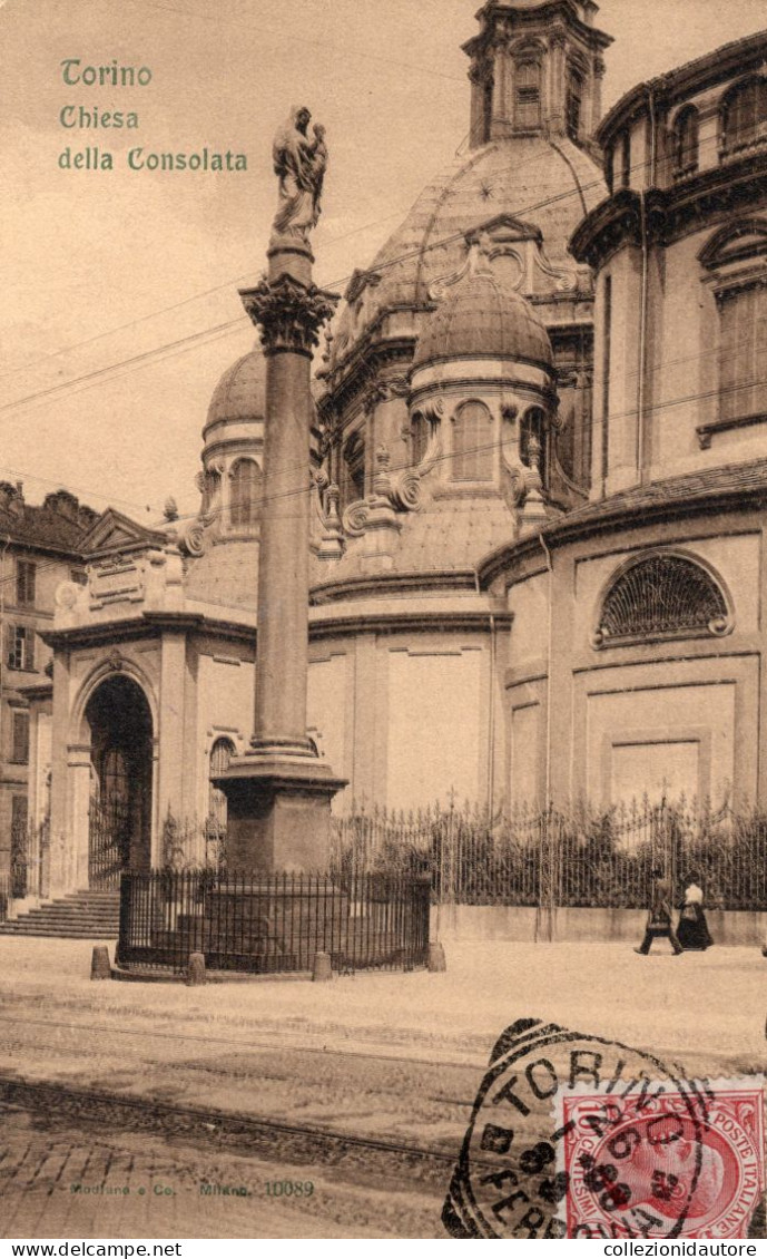 TORINO - CHIESA DELLA CONSOLATA - ANIMATA - CARTOLINA FP SPEDITA NEL 1908 - Kerken