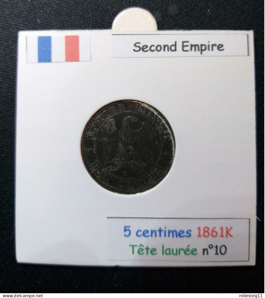 France 1861K 2 Centimes Tête Laurée (réf Gadoury N°104) - 2 Centimes