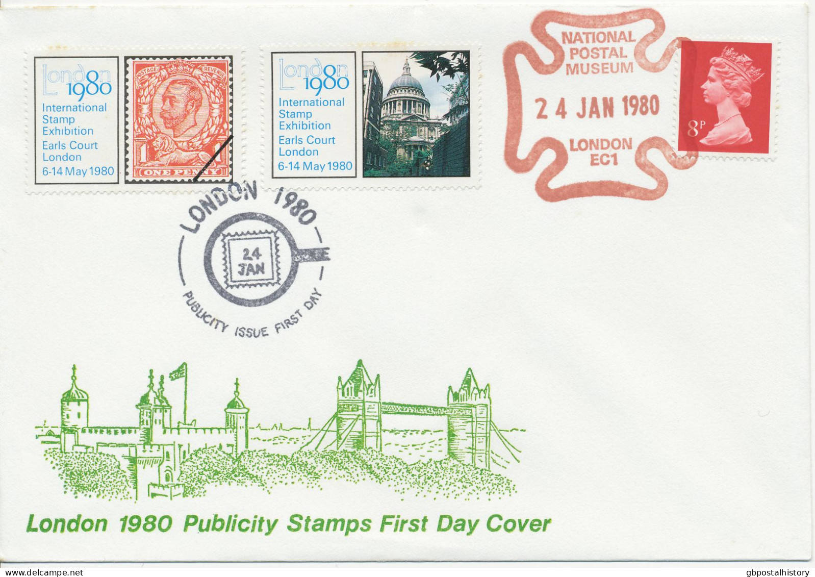 GB SPECIAL EVENT POSTMARKS 1980 LONDON 1980 PUBLICITY ISSUE FIRST DAY - NATIONAL POSTAL MUSEUM LONDON ECI - Brieven En Documenten