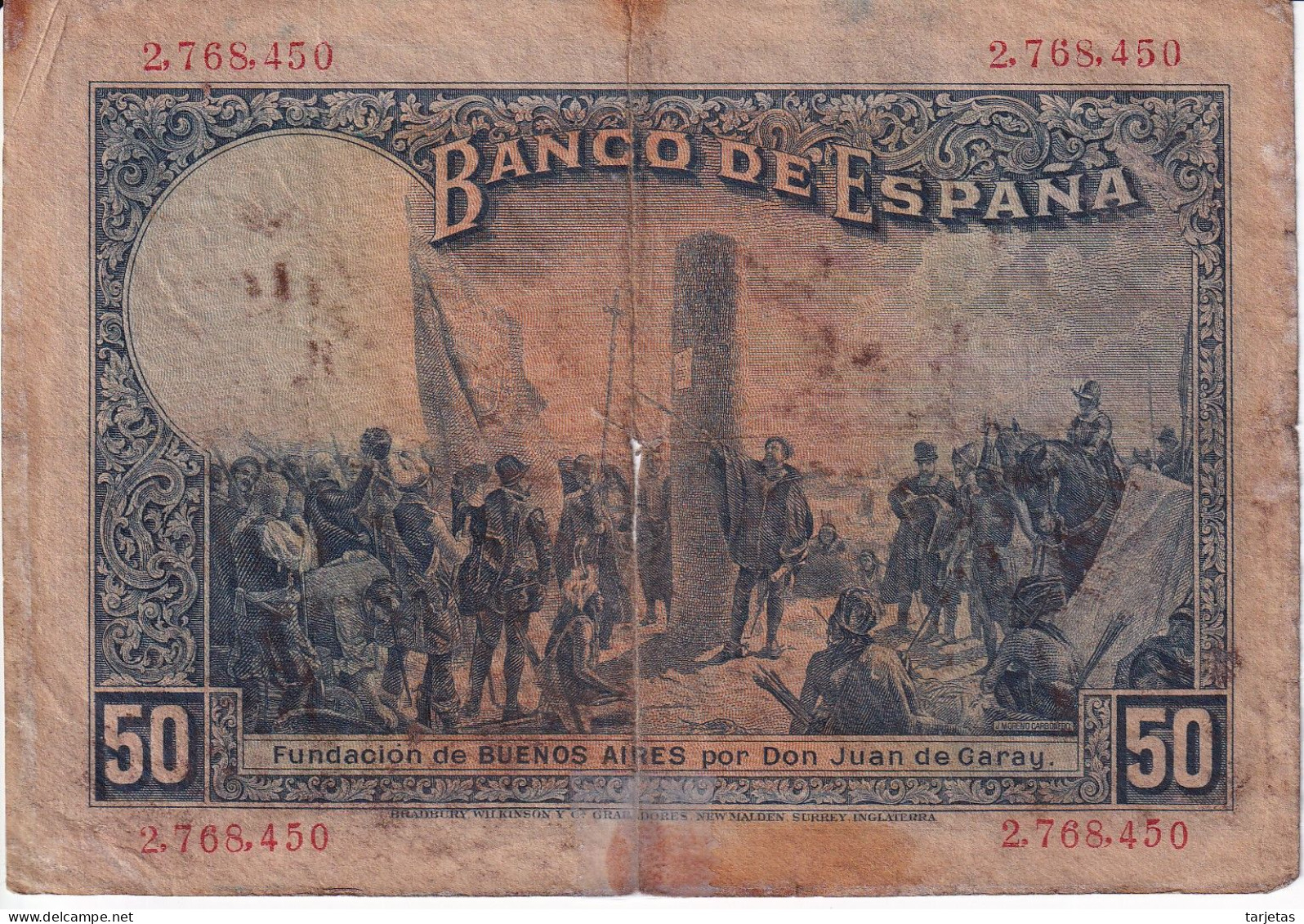 BILLETE DE 50 PTAS DEL AÑO 1927 CON RESELLO DE LA REPUBLICA ESPAÑOLA - 50 Peseten