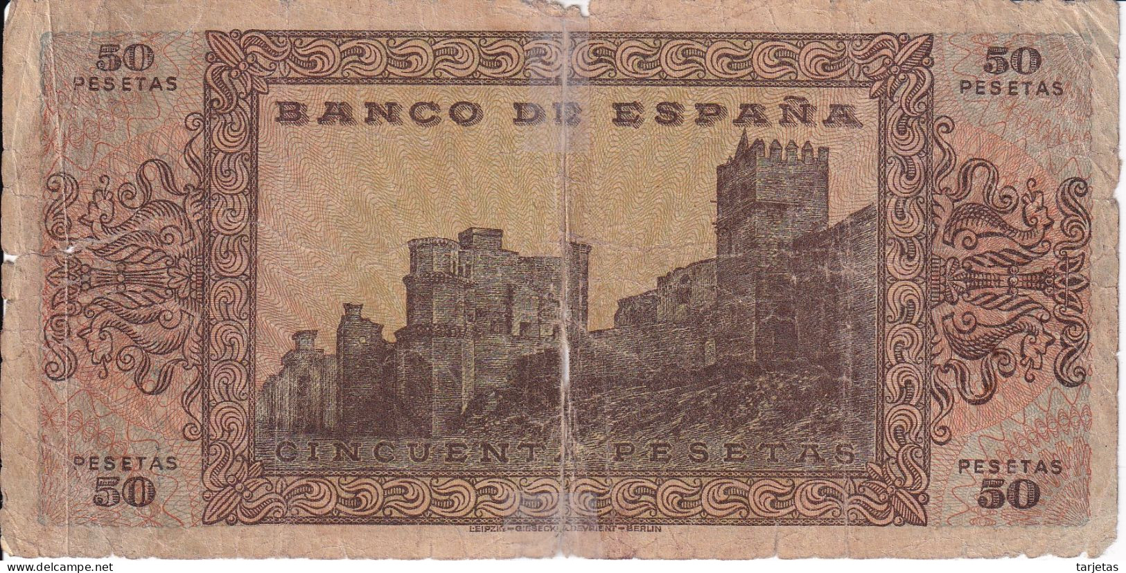 BILLETE DE ESPAÑA DE 50 PTAS DEL 20/05/1938 SERIE D (BANKNOTE) - 50 Pesetas
