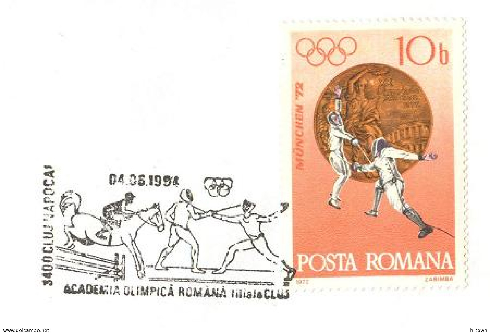 723  Escrime: Oblitération Temp. Roumanie, 1994 - Fencing Special Cancel On Plain Cover. Olympic Games, Jeux Olympiques - Fencing